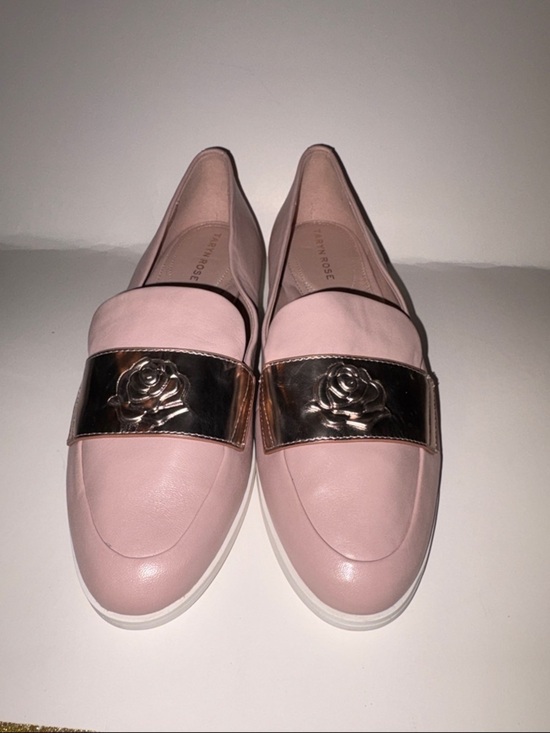 Taryn Rose Shoes - Taryn Rose Blush Pink Leather Loafers with Metallic Rose Strap